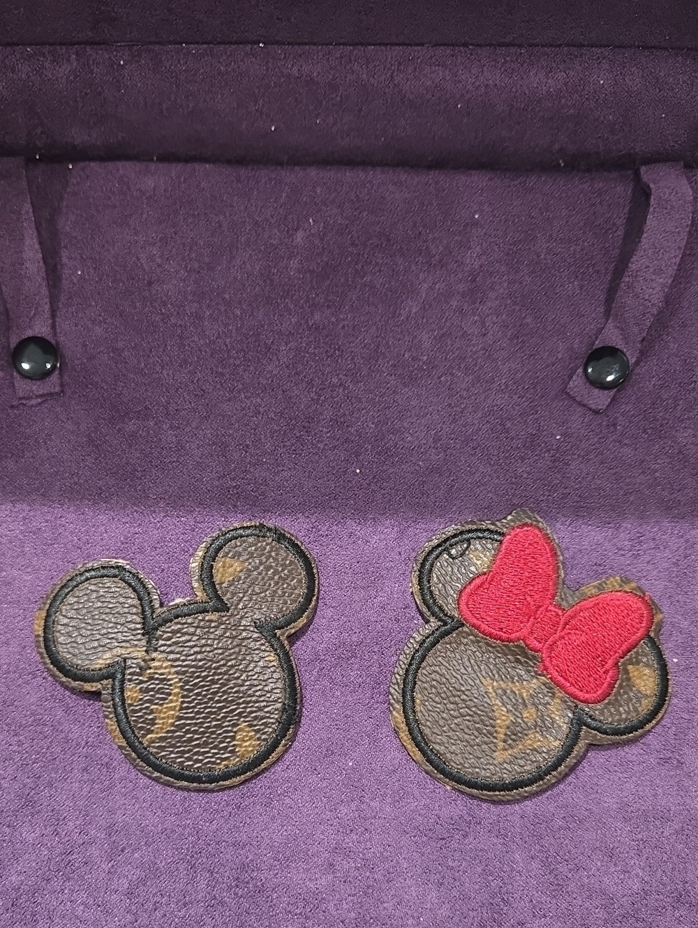 Upcycled Louis Vuitton Minnie & Mickey Patch Set
